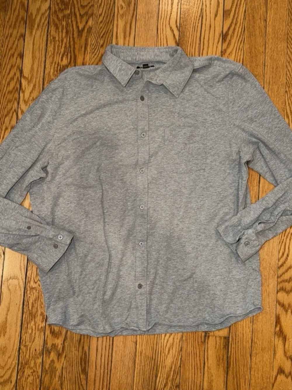 Express Men's Heather Gray Long-Sleeve Button-Down Shirt